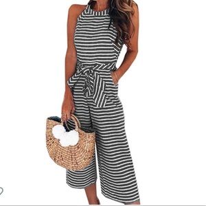 Black & white striped jumpsuit